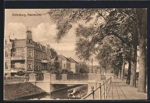 AK Oldenburg / O., Strassenpartie am Haarenufer