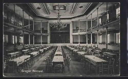 AK Würzburg, Gasthaus Hutten`scher Garten, Innenansicht