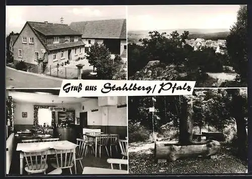 AK Stahlberg /Pfalz, Gasthaus und Pension Heinrich und Heinz Maurer mit Innenansicht