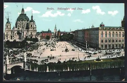 AK Berlin, Schlossplatz und Dom aus der Vogelschau