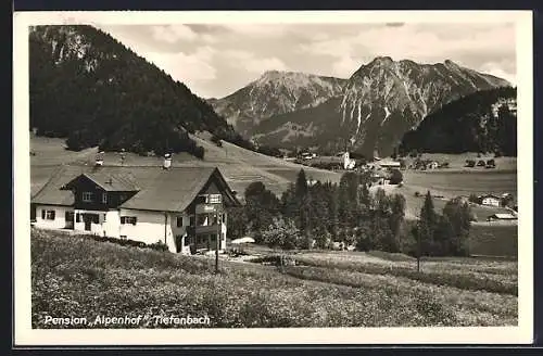 AK Tiefenbach / Oberstdorf, Pension Alpenhof mit Umgebung und Bergen