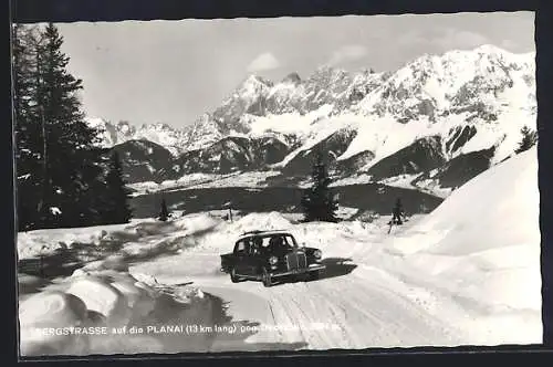 AK Schladming, Bergstrasse auf die Planai gegen den Dachstein