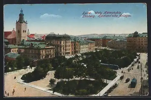 AK Lemberg, Hetmann`sche Anlagen, Strassenbahn