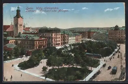 AK Lemberg, Hetmann`sche Anlagen, Strassenbahn