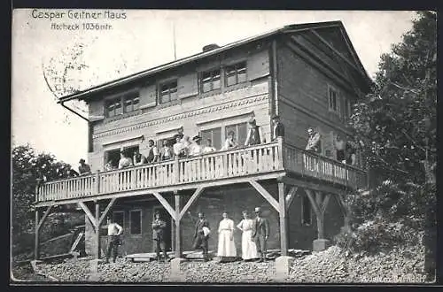 AK Caspar Geitner Haus auf dem Hocheck mit Gästen