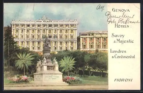 AK Genova, Hotels, Savoy & Majestic, Londres & Continental