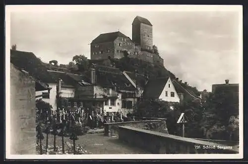 AK Sargans, Ortsansicht mit Schloss