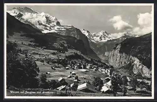 AK Wengen, Teilansicht mit Jungfrau und Breithorn