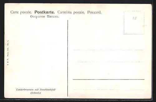 AK Lauterbrunnen, Ortsansicht mit Staubachfall