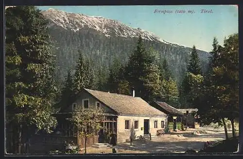 AK Fernpass, Gasthaus mit Gebirge