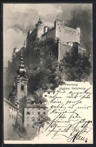 Künstler-AK Edward Theodore Compton: Salzburg, Festung Hohensalzburg