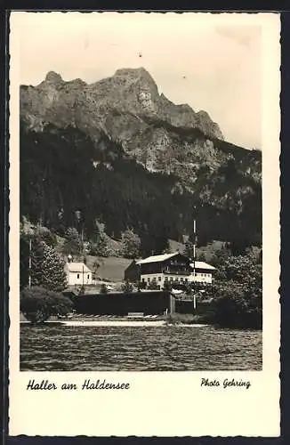 AK Nesselwängle /Tirol, Haller am Haldensee, Blick über das Wasser gegen die Berge