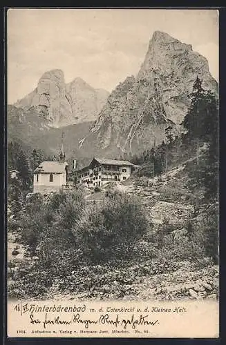 AK Hinterbärenbad, Ortsansicht mit der Totenkirchl und der Kleinen Halt