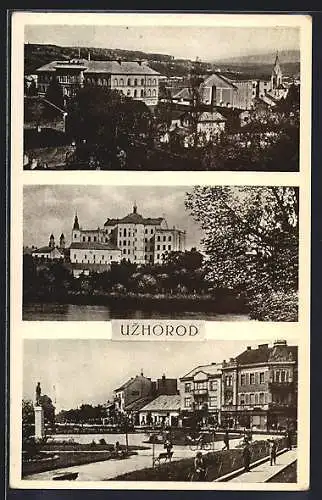 AK Uzhorod, Ortspartie aus der Vogelschau