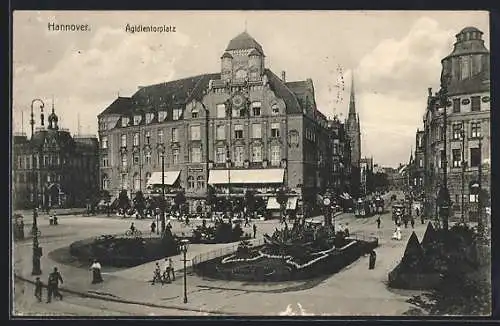 AK Hannover, Aegidientorplatz mit Hansa-Haus, Strassenbahn