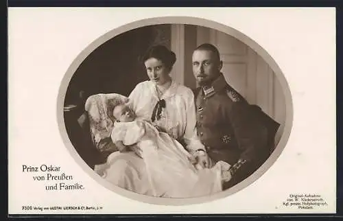 Foto-AK Prinz Oskar von Preussen mit Gattin und Sohn