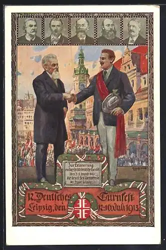 AK Leipzig, 12. Deutsches Turnfest 1913, Karte Nr. 5, Herz und Hand dem Vaterland