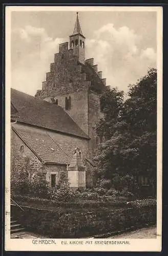 AK Gehrden / Hannover, Ev. Kirche mit Kriegerdenkmal
