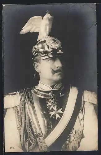 AK Kaiser Wilhelm II. in Paradeuniform mit Garde du Corps Helm