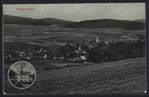 AK Heiligenkreuz, Ortsansicht und Schloss Heiligenkreuz