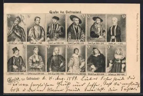 AK Ostfriesland, Portraits der Grafen, Ulrich I., Enno I. und Edzard I.