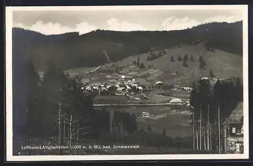 AK Altglashütten, Blick von oben über den Ort und in den Schwarzwald