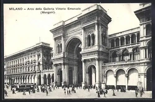 AK Milano, Arco della Galleria Vittorio Emanuele e Tramway, Strassenbahn