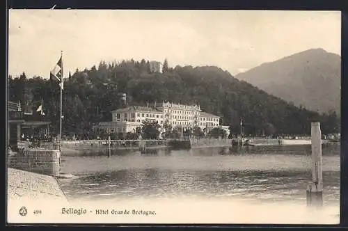 AK Bellagio, Seeblick auf Hotel Grande Bretagne