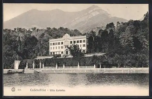 AK Cadenabbia, Lago di Como, Bootspartie vor der Villa Carlotta