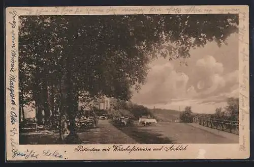 AK Koblenz, Hotel Kaffee Rittersturz, Wirtschaftsterrasse und Ausblick