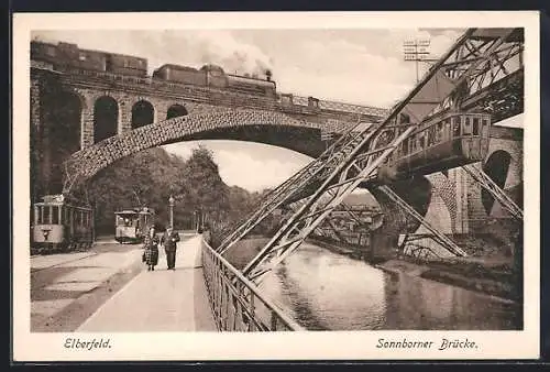 AK Elberfeld, Schwebebahn an der Sonnborner Brücke