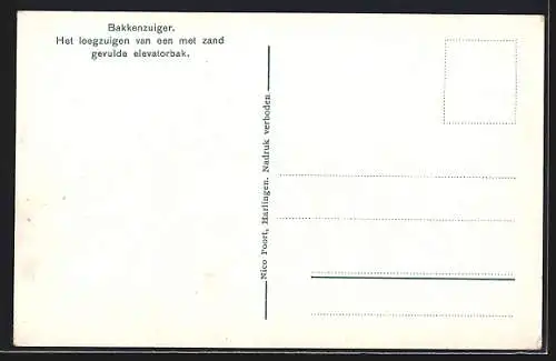 AK Zuiderzeewerken, Bakkenzuiger, Het Leegzuigen van een met Zand gevulde Elevatorbak