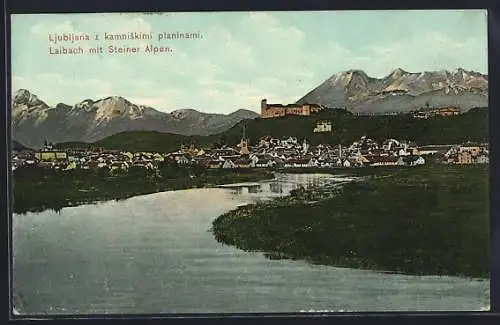 AK Ljubljana / Laibach, Stadt gegen die Steiner Alpen