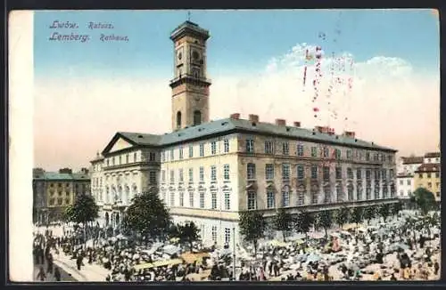 AK Lwów / Lemberg, Ratusz, Markt am Rathaus