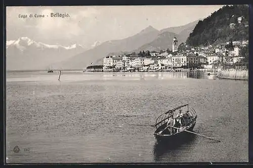 AK Bellagio, Lago di Como, Boot, Blick zum Ort