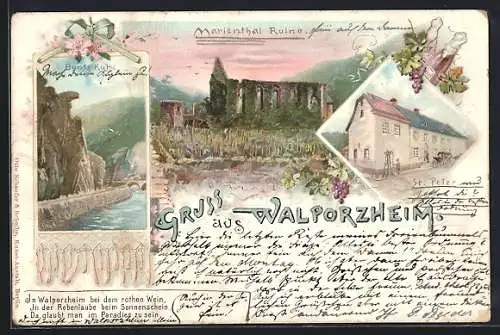 AK Walporzheim, Ansichten Marienthal Ruine, St. Peter, Bunte Kuh