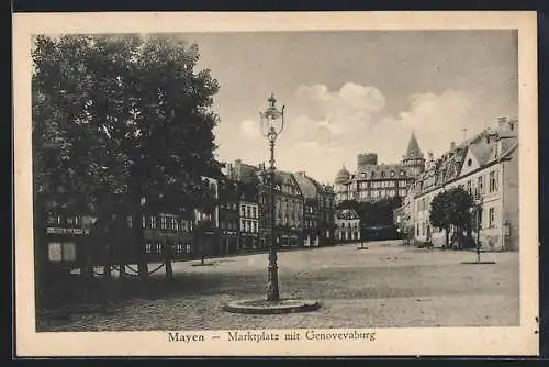 AK Mayen, Marktplatz mit Genovevaburg