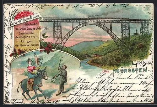 Lithographie Müngsten, Kaiser Wilhelm-Brücke