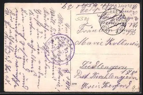 AK Trier, Reichsbank mit Blick in die Christophstrasse, Leute
