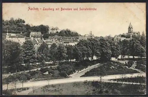 AK Aachen, Lousberg mit Belvedere & Salvatorkirche