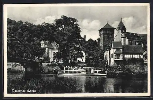 AK Dausenau, Passagierschiff vor dem Ort