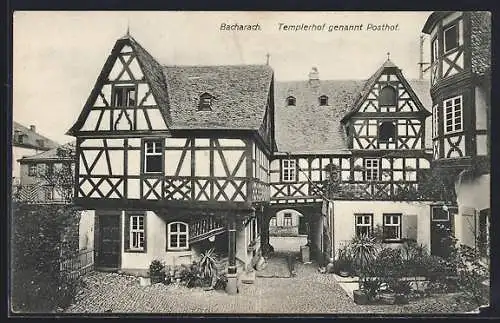 AK Bacharach, Templerhof genannt Posthof, Fachwerkhaus