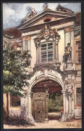 Künstler-AK E.F. Hofecker: Dürnstein, Stiftsportal