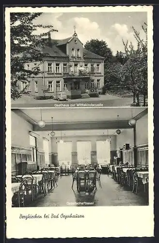 AK Bergkirchen / Bad Oeynhausen, Gasthaus zur Wittekindsquelle, Innenansicht Gesellschaftssaal