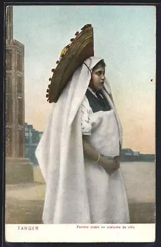 AK Tanger, Femme arabe en costume de ville, Araberin in Tracht