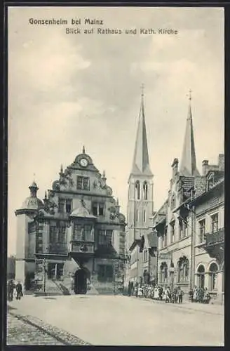 AK Gonsenheim, Blick auf das Rathaus & Kath. Kirche