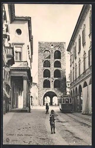 AK Como, Porta Vittoria, Strassenbahn