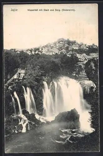 AK Jajce, Ortsansicht mit Wasserfall