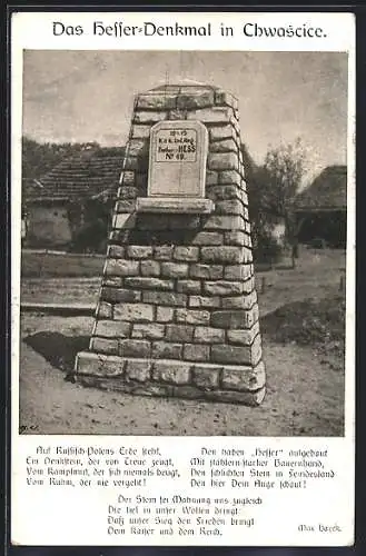 AK Chwascice, Ansicht des Hesser-Denkmals