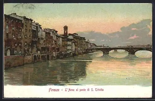 Lithographie Firenze, L'Arno al ponte di S. Trinita